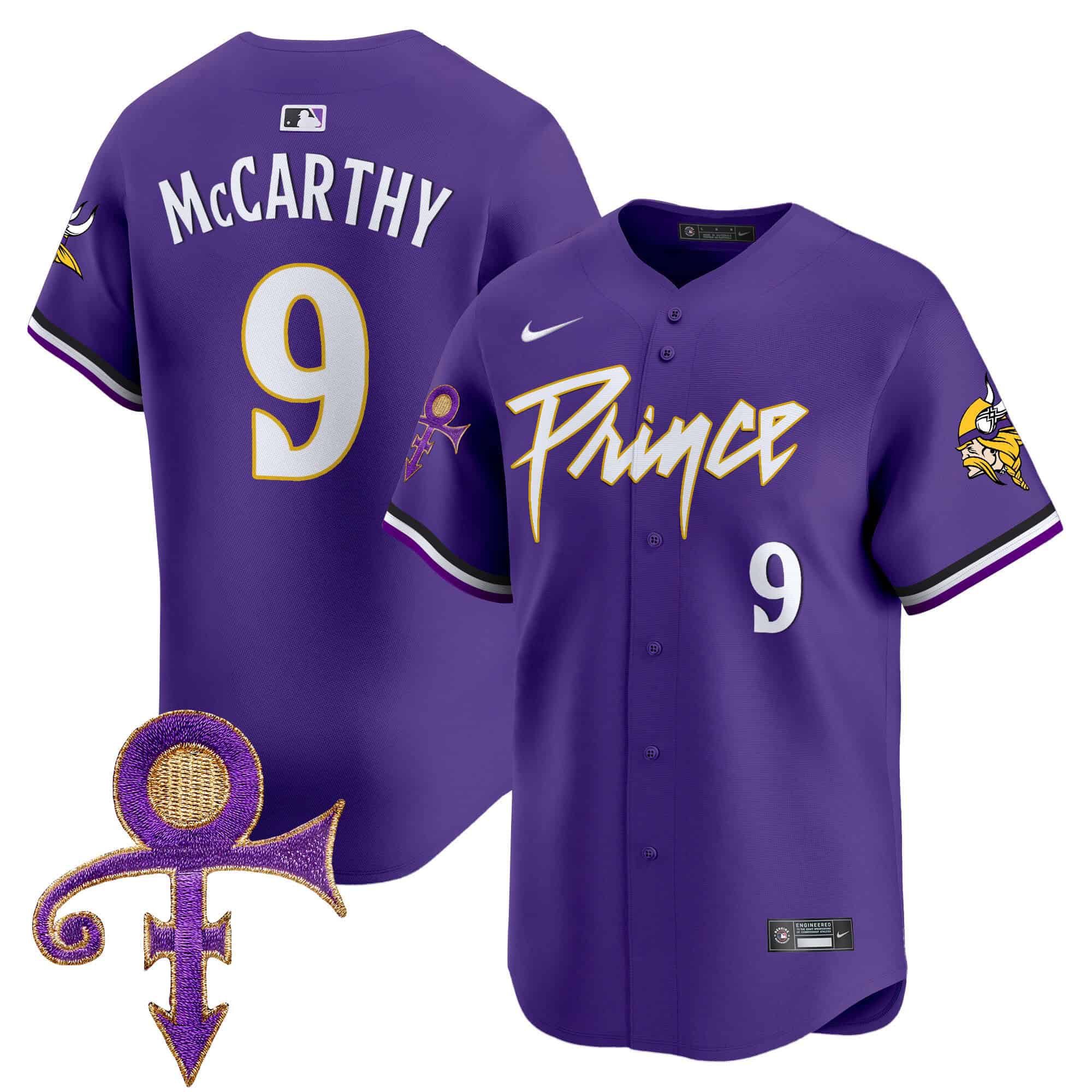 Men Minnesota Vikings #9 Mccarthy Purple 2024 Nike Prince Patch Vapor Premier Limited NFL Jersey->customized nfl jersey->Custom Jersey